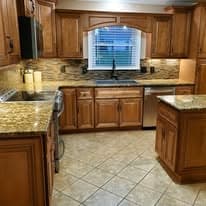 Real-wood kitchen cabinetry by Red Oak Trading Co.