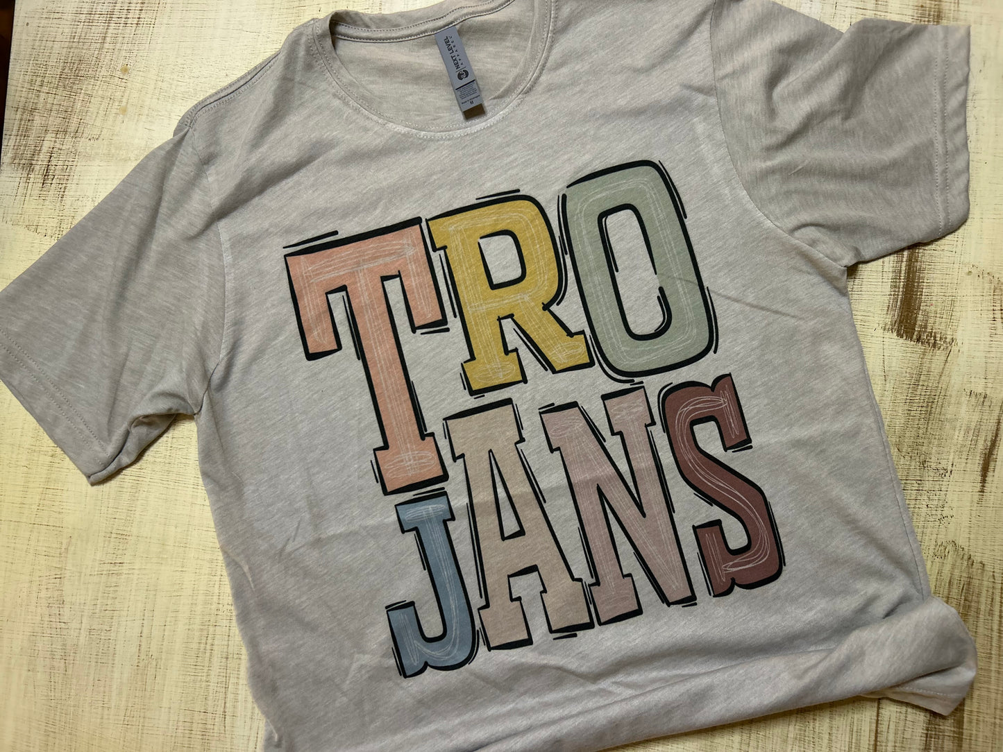 Trojans Color Block Letters