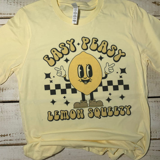 Easy Peasy Lemon Squeezy, Teacher Shirt, Shirt for Teacher, Bella-Canvas Heather French Vanilla