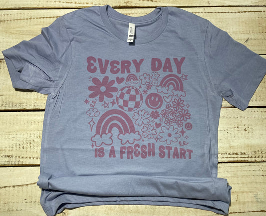 Every Day is a Fresh Start, Teacher Shirts, Shirts for Teachers, Bella Canvas Heather Blue