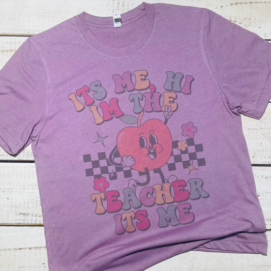 It’s Me Hi I’m the Teacher It’s Me, Teacher Shirt, Shirt for Teacher, Bella-Canvas Heather Purple